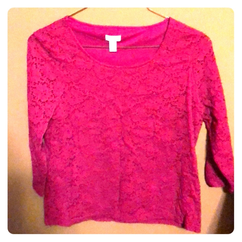 Fuchsia knit 3/4 sleeve top